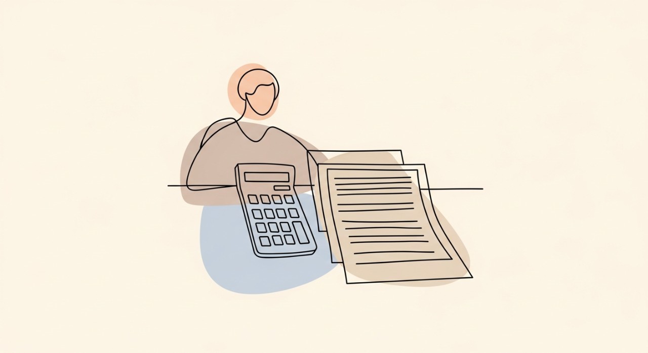 Seseorang sedang mengira kos ubahsuai rumah menggunakan kalkulator dan kertas.