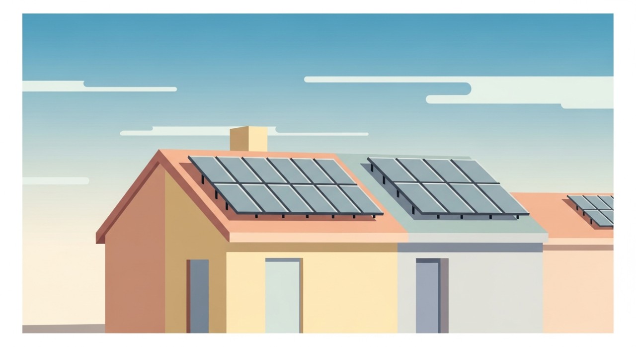 Beberapa keping panel solar yang telah siap dipasang pada bumbung sebuah kediaman.